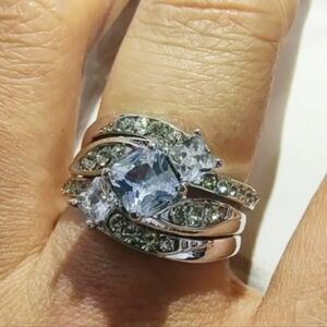 Luxurious 3PC Stainless Steel Wedding Ring Set